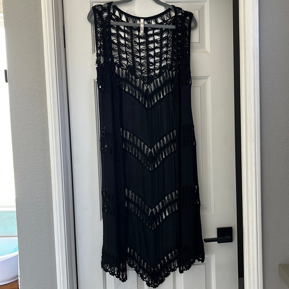 Elan black kimono coverup